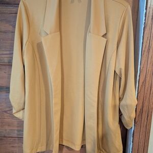 Massini Yellow Cardigan with Textured Knit and Open Front